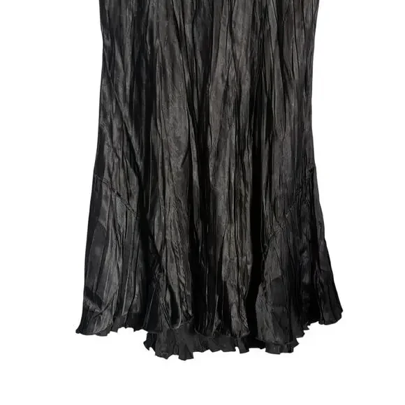Komarov Black Crinkled Sleeveless Knee Length Fit & Flare Cocktail Dress Large - Picture 9 of 11